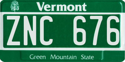 VT license plate ZNC676