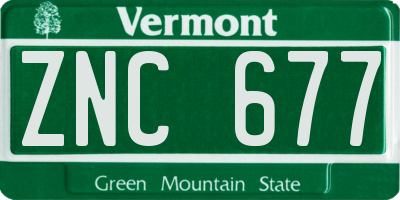 VT license plate ZNC677