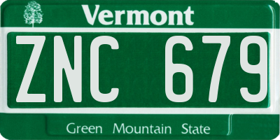 VT license plate ZNC679