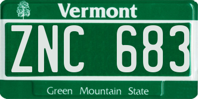 VT license plate ZNC683