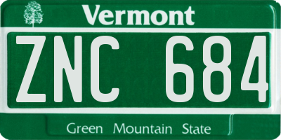 VT license plate ZNC684