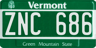 VT license plate ZNC686