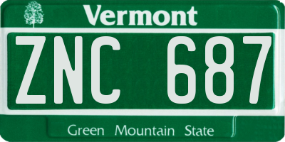 VT license plate ZNC687