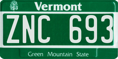 VT license plate ZNC693