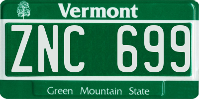 VT license plate ZNC699
