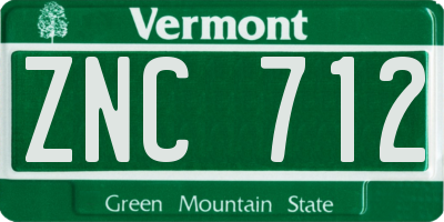 VT license plate ZNC712