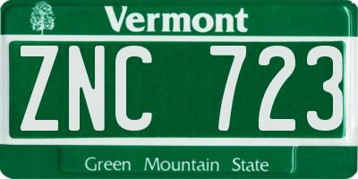 VT license plate ZNC723