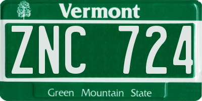 VT license plate ZNC724
