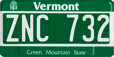 VT license plate ZNC732