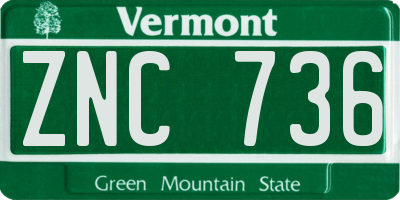 VT license plate ZNC736