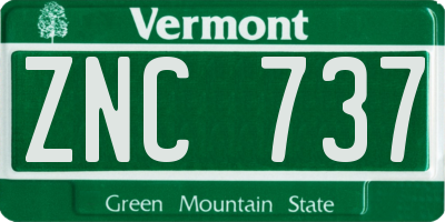 VT license plate ZNC737
