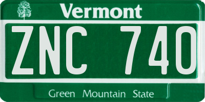VT license plate ZNC740