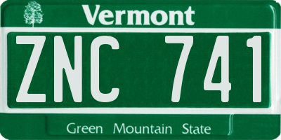 VT license plate ZNC741