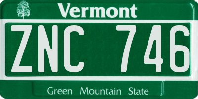 VT license plate ZNC746