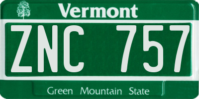VT license plate ZNC757