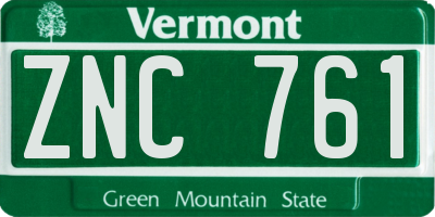 VT license plate ZNC761
