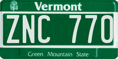 VT license plate ZNC770