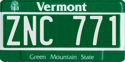 VT license plate ZNC771