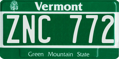 VT license plate ZNC772