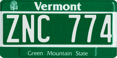 VT license plate ZNC774
