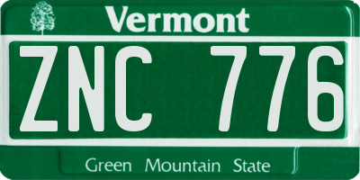 VT license plate ZNC776