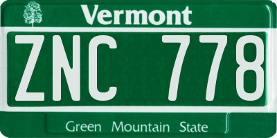 VT license plate ZNC778