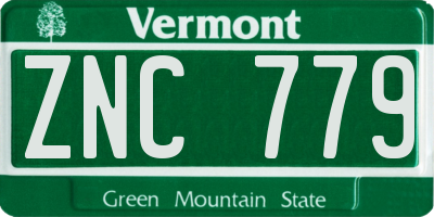 VT license plate ZNC779