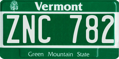 VT license plate ZNC782