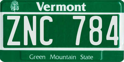 VT license plate ZNC784