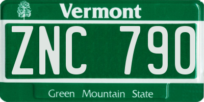 VT license plate ZNC790