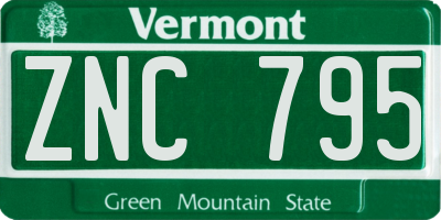 VT license plate ZNC795