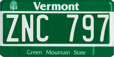 VT license plate ZNC797