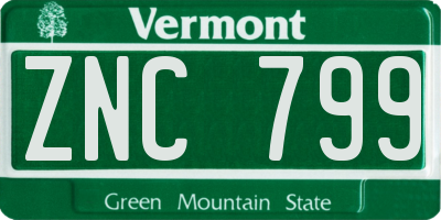 VT license plate ZNC799