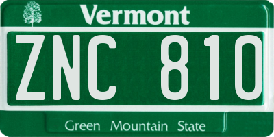 VT license plate ZNC810