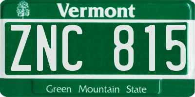 VT license plate ZNC815