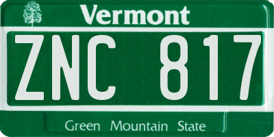 VT license plate ZNC817