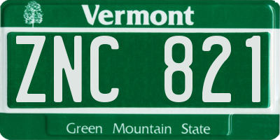 VT license plate ZNC821