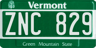 VT license plate ZNC829