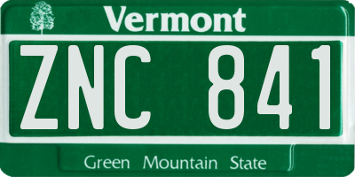 VT license plate ZNC841
