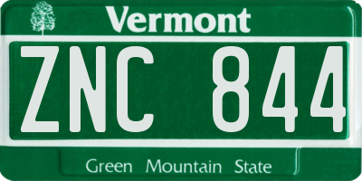 VT license plate ZNC844