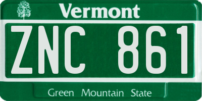 VT license plate ZNC861
