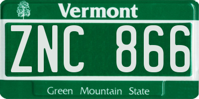 VT license plate ZNC866