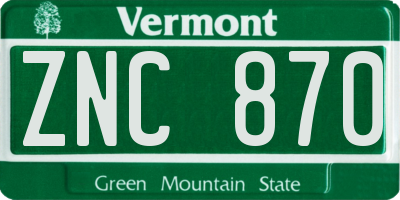 VT license plate ZNC870