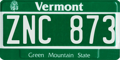 VT license plate ZNC873