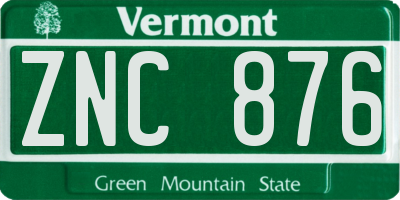 VT license plate ZNC876