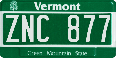VT license plate ZNC877