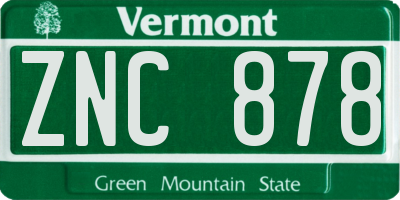 VT license plate ZNC878