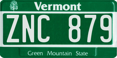 VT license plate ZNC879