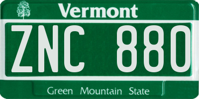 VT license plate ZNC880