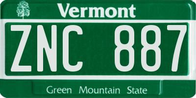 VT license plate ZNC887